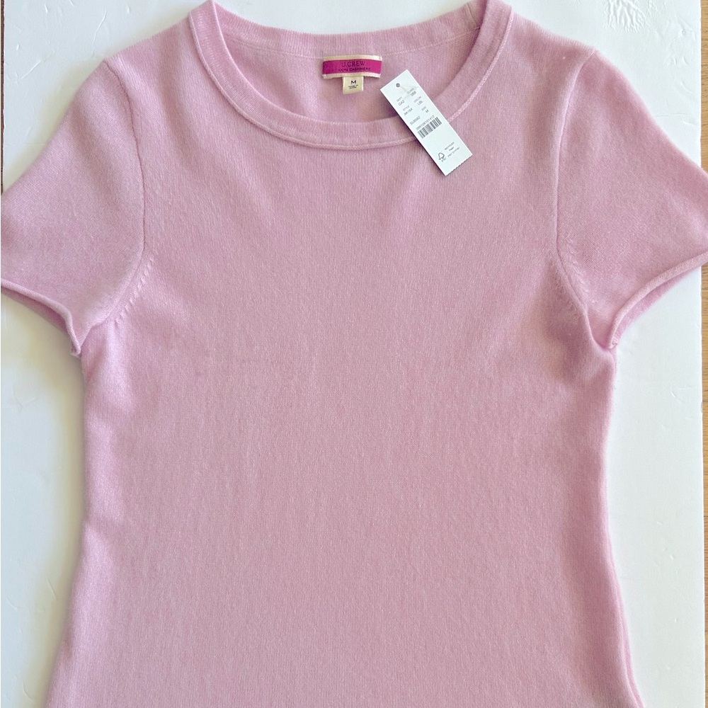 J Crew Cashmere T Shirt in soft pink.
